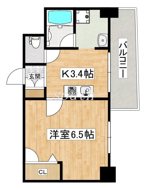 GROOVE平野(1K/5階)の間取り写真