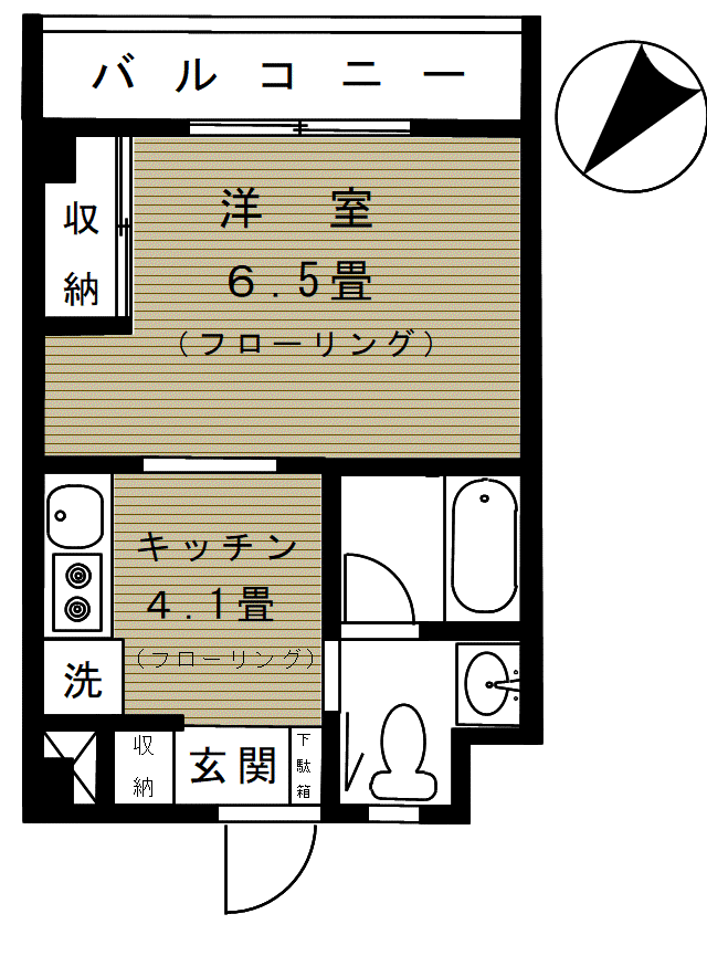 オールイン上馬(1K/2階)の間取り写真