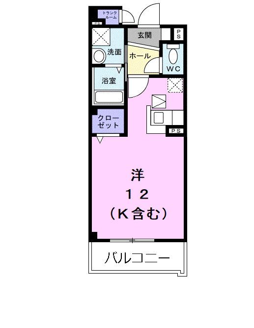 サンリッツ高宮C(ワンルーム/1階)の間取り写真