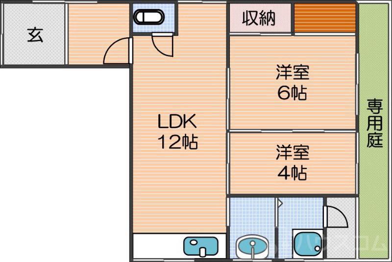 石神マンション(2LDK/1階)の間取り写真