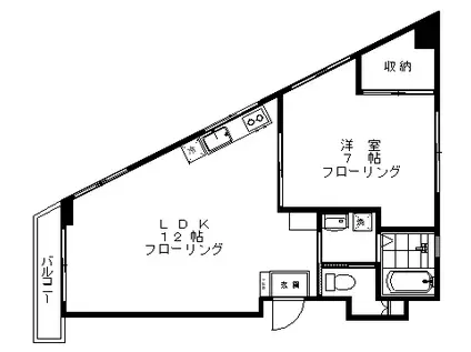 北品川レジデンス(1LDK/5階)の間取り写真