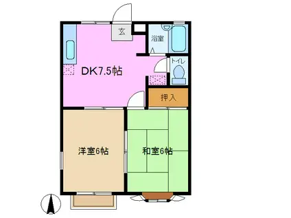 緑山ガーデン弐番館(2DK/2階)の間取り写真