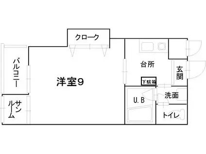 アラモード泉が丘(1K/2階)の間取り写真