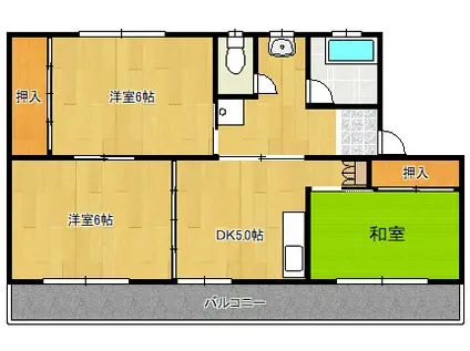 ビレッジハウス日明 3号棟(3DK/1階)の間取り写真