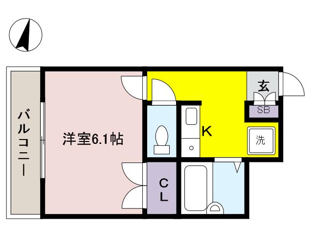 ジュネス芦屋(1K/2階)の間取り写真