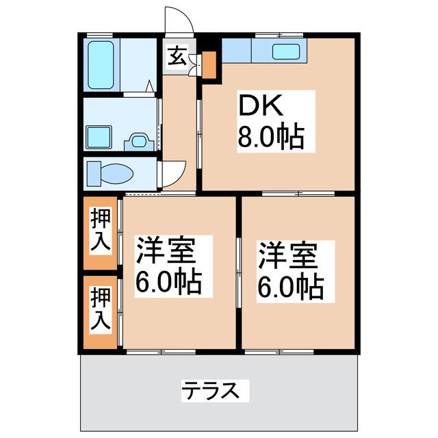 MRマンション(2DK/1階)の間取り写真