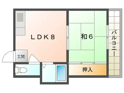 栄和マンション(1LDK/3階)の間取り写真
