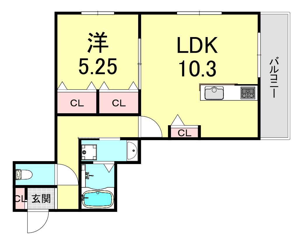 ベレタ歌敷山(1LDK/2階)の間取り写真