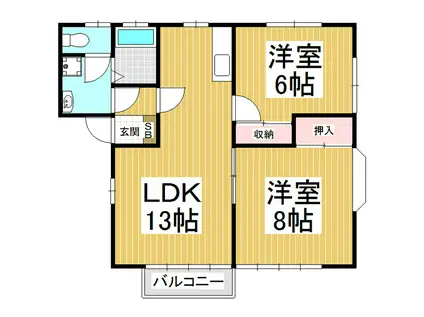 ハイツ御園(2LDK/1階)の間取り写真