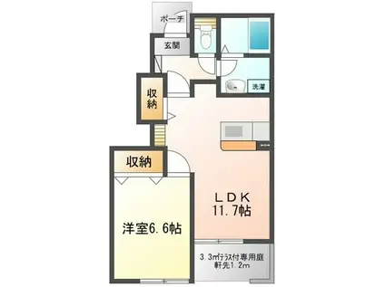 エルシオン K・K(1LDK/1階)の間取り写真