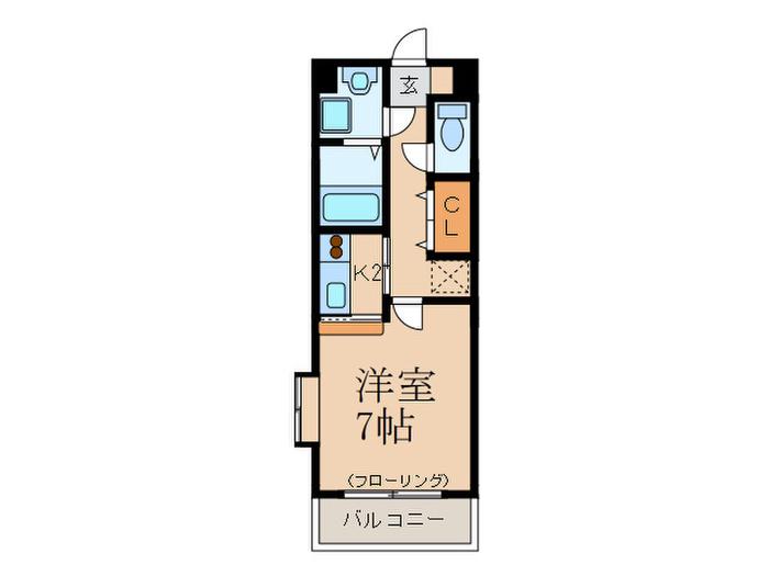 リバーサイド東比恵(1K/2階)の間取り写真