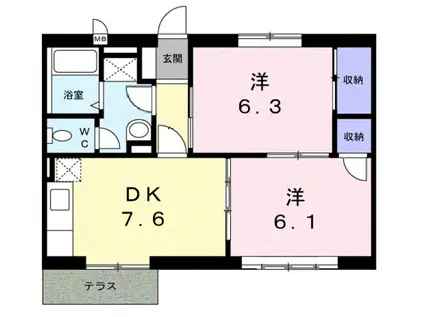 N・S・K 1号館(2DK/1階)の間取り写真