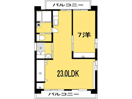 ポラリス愛宕(1LDK/2階)の間取り写真