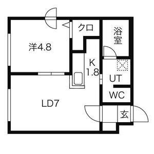 アクアガーデン麻生(1DK/4階)の間取り写真