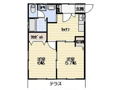 グラーサ・グランペール(2DK/2階)の間取り写真