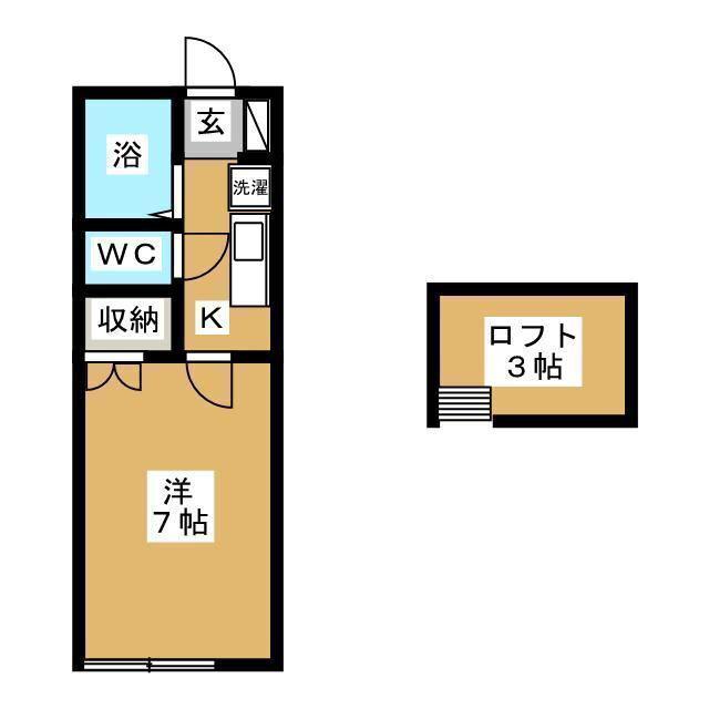 グラントールI(1K/2階)の間取り写真