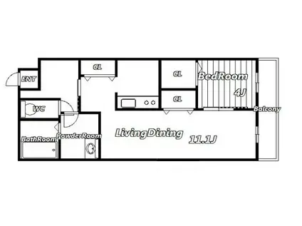 ELIZABETH(1LDK/1階)の間取り写真