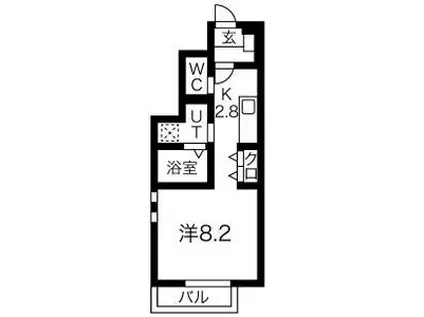 クラウディア人来田(1K/1階)の間取り写真