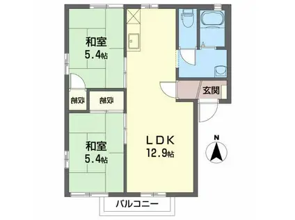 ヤマトハイツIIA(2LDK/2階)の間取り写真