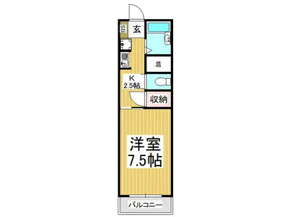 平岡マンション(1K/4階)の間取り写真