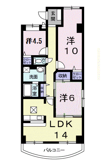 エンブレス(3LDK/1階)の間取り写真
