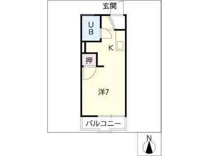 GRUN HEIMA棟(ワンルーム/2階)の間取り写真