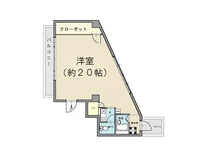 パークコート博多(1K/7階)の間取り写真
