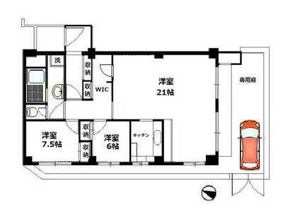高島台ハウス(2LDK/1階)の間取り写真