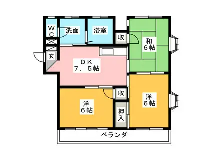 サンシャイン大塚(3DK/3階)の間取り写真