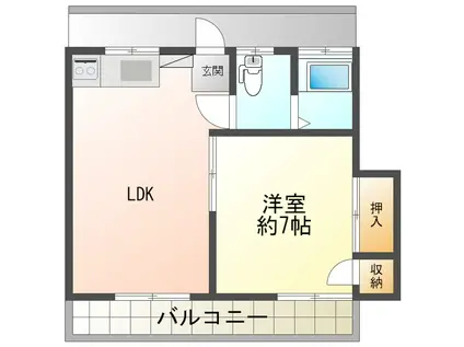 ウエストパレス(1LDK/2階)の間取り写真