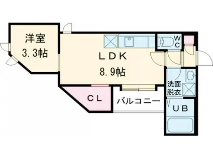 REGALEST ピースハート 折尾(1LDK/3階)の間取り写真