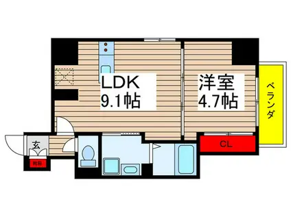 レ・ソール本八幡パラシオン(1LDK/4階)の間取り写真