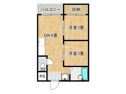 増田マンション(1LDK/4階)の間取り写真