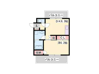 神若栄マンション(1DK/5階)の間取り写真