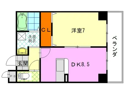 ロイヤル八尾久宝寺(1LDK/3階)の間取り写真