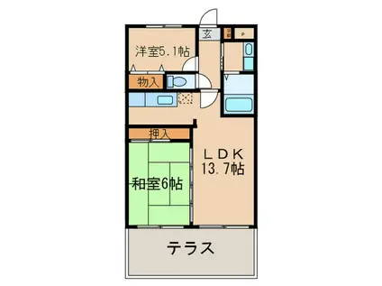 CASA MILA(2LDK/1階)の間取り写真