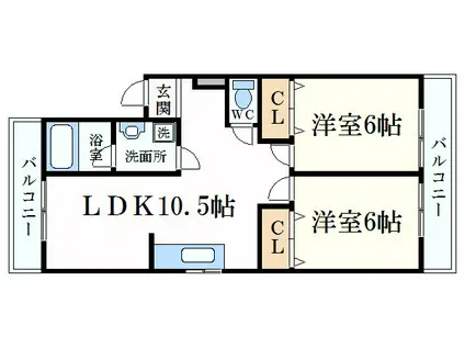 土居パレス(2LDK/2階)の間取り写真