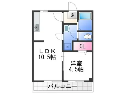 コーポ南方(1LDK/2階)の間取り写真