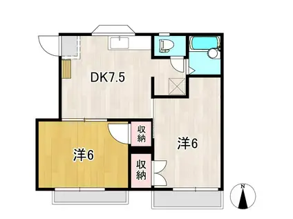 ファミールメゾン(2DK/2階)の間取り写真