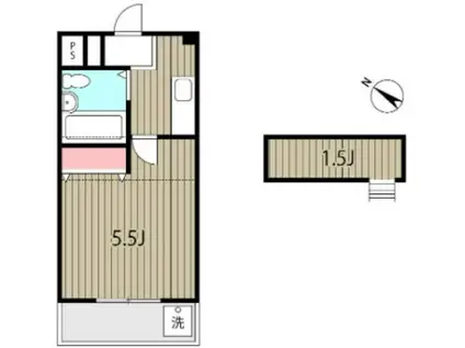 葵マンション(1K/2階)の間取り写真