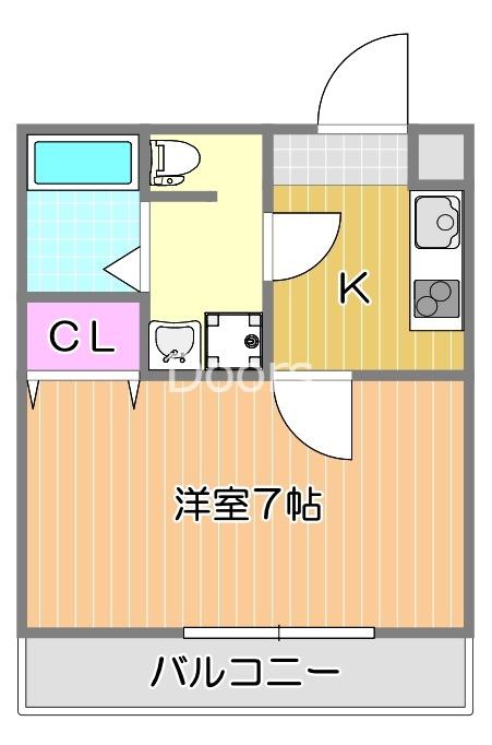 パインウエスト(1K/3階)の間取り写真