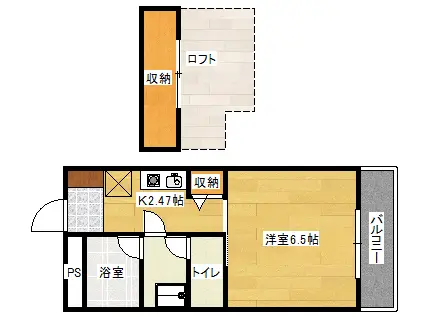 第7みぞたコーポ(1K/2階)の間取り写真