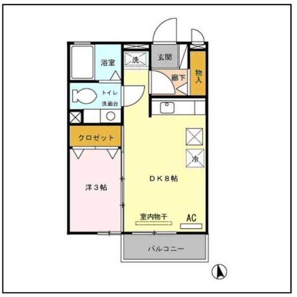 エランビタールNAKANISHI Ⅲ棟(1LDK/1階)の間取り写真