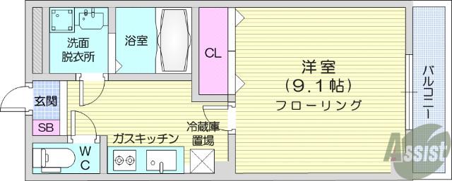 セレッソ(1K/1階)の間取り写真