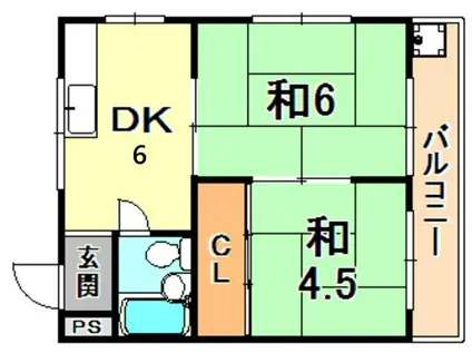 御影サンシャイン(2DK/2階)の間取り写真