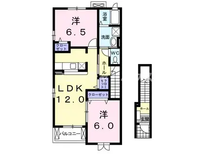 アルメリアA(2LDK/2階)の間取り写真