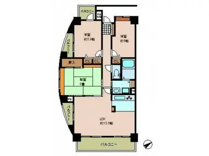 シーブリーズ東原壱番館(3LDK/2階)の間取り写真