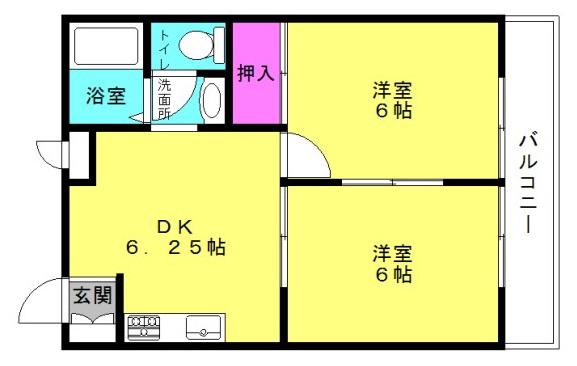 清水ハイツ(2DK/1階)の間取り写真