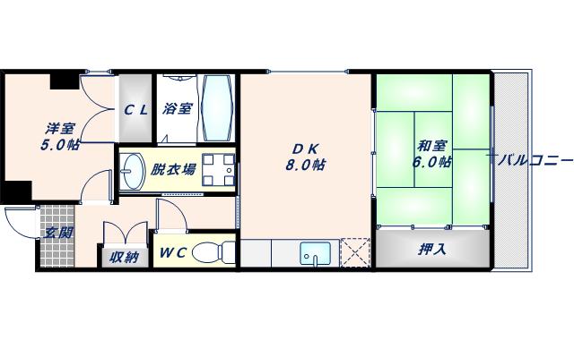 フォワイエ(2DK/2階)の間取り写真