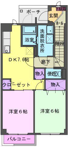 タウンコートK(2DK/2階)の間取り写真
